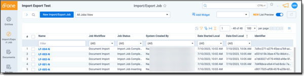 Import Export Job History dialog