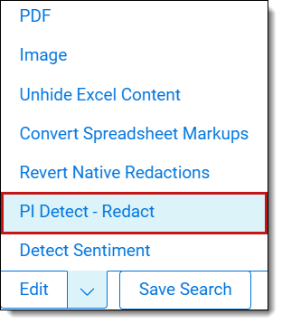 An image of the PI Detect - Redact mass action