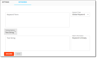An image of the Keyword Term box used to enter a new keyword.