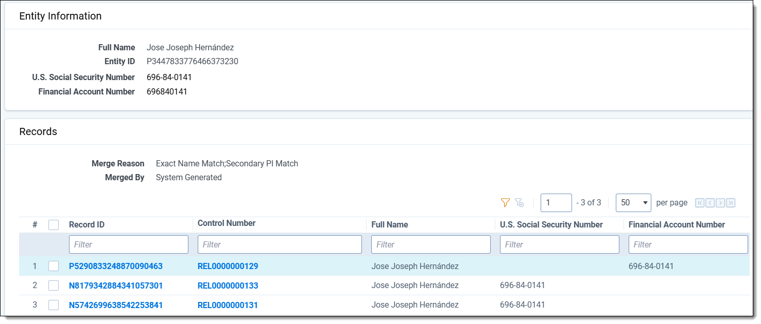 Entity information window