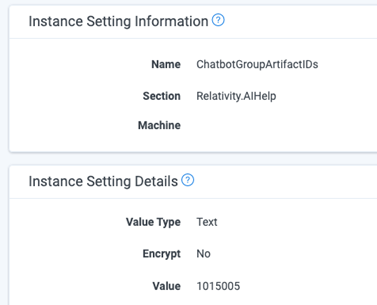 AI Chatbot instance settings example