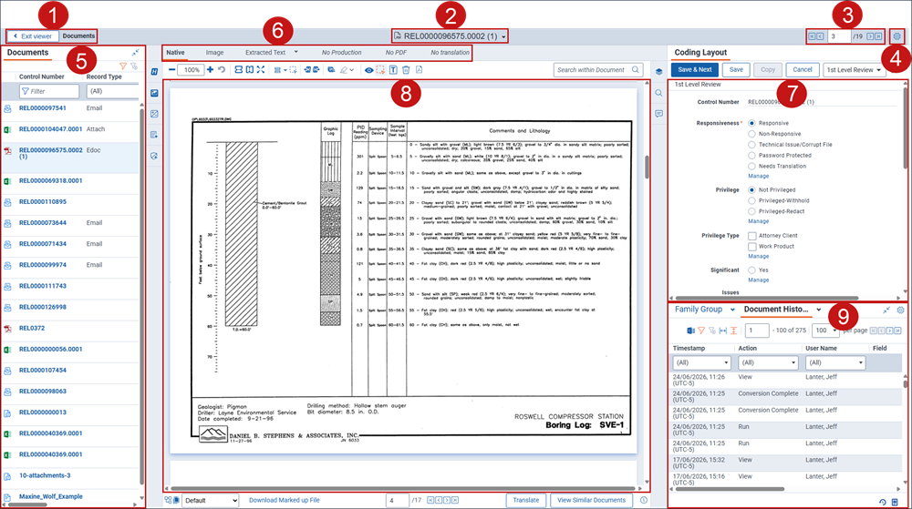 The Review Interface layout