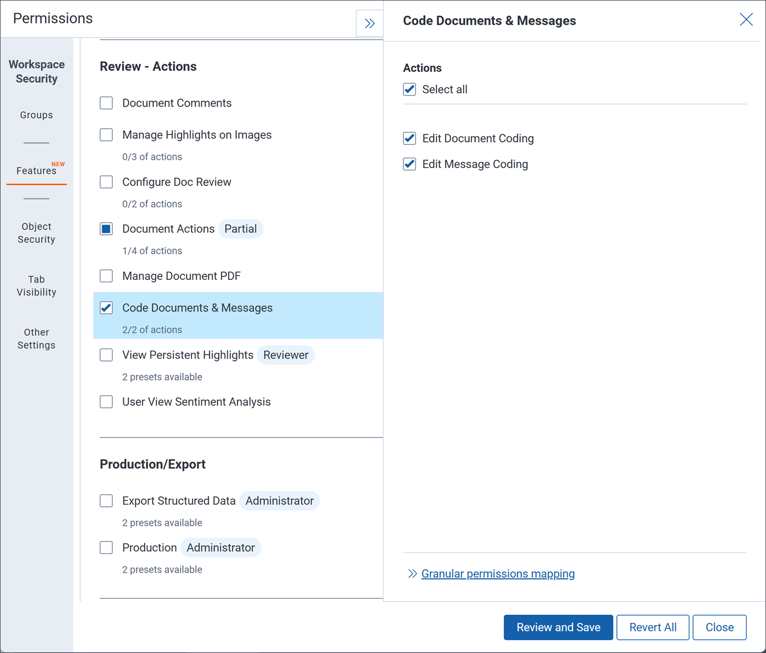 The short message coding Feature Permissions