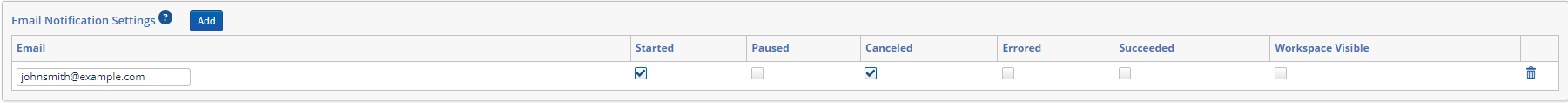 Email Notification settings checkbox example