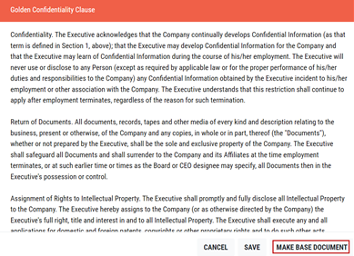 An image of the Make Base Document button after using the Paste Text function.
