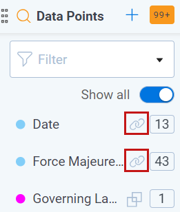 An image of the link icon in the Data Points section of the Contracts Viewer.