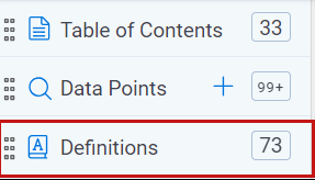 An image of the Definitions section of the Contracts Viewer.