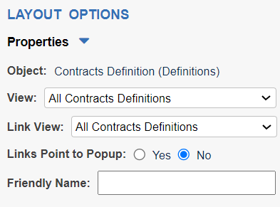 An image of layout options for the Contracts Definitions object.