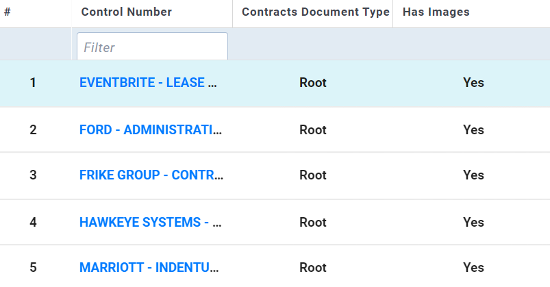 An image of the document list.