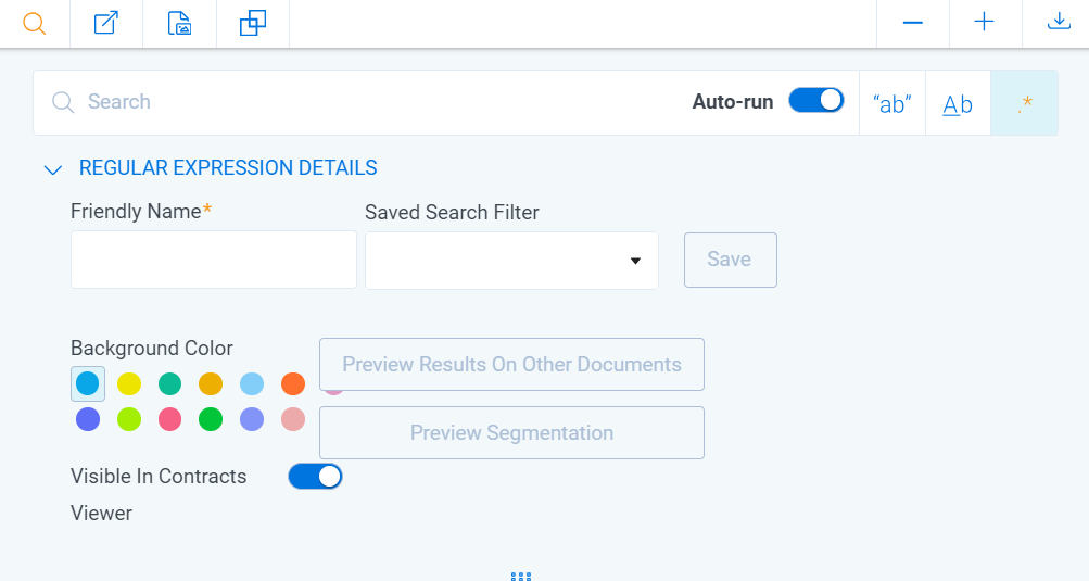 An image of the expanded Regular Expression Details section of the search bar.