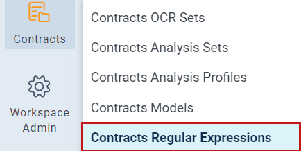 An image of the Contracts Regular Expressions tab.