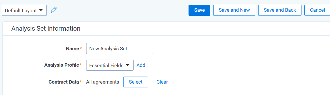 An image of  a New Contracts Analysis Set being created
