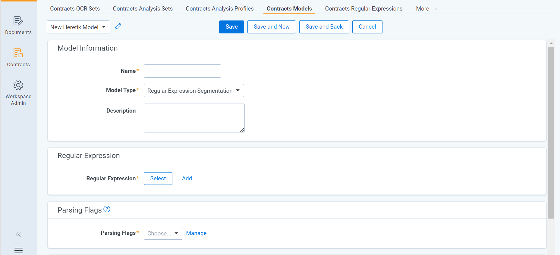 An image of the New COntracts Model page.