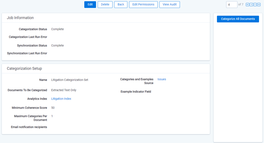 Categorization set console