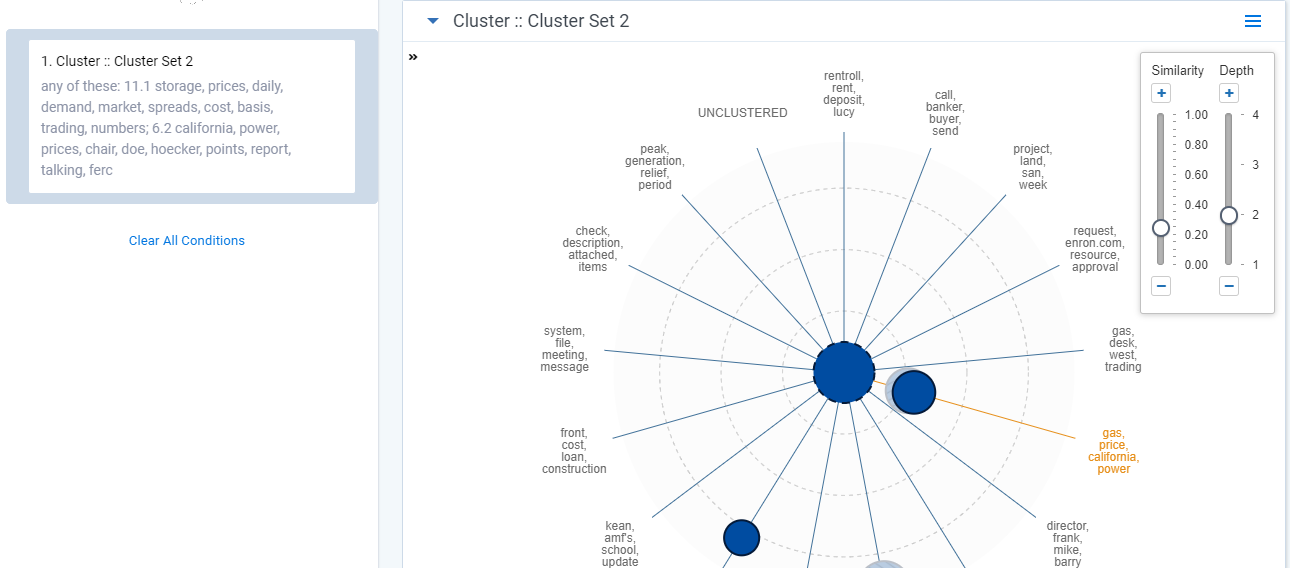 Example filter applied based on selection from Nearby Clusters panel