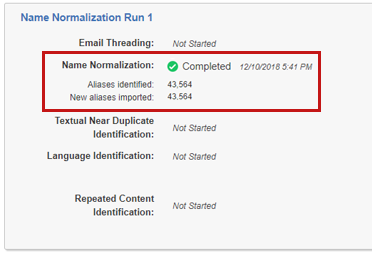 Completed name normalization run