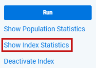 The Show Index Statistics link on the Analytics console