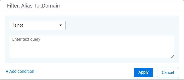 Text-based filtering for default domain fields