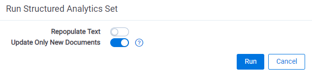 Run structured analytics set modal