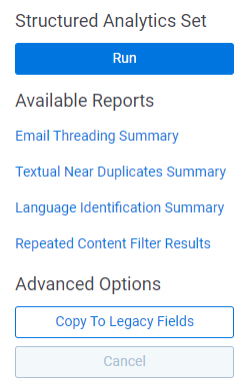 Structured analytics set console