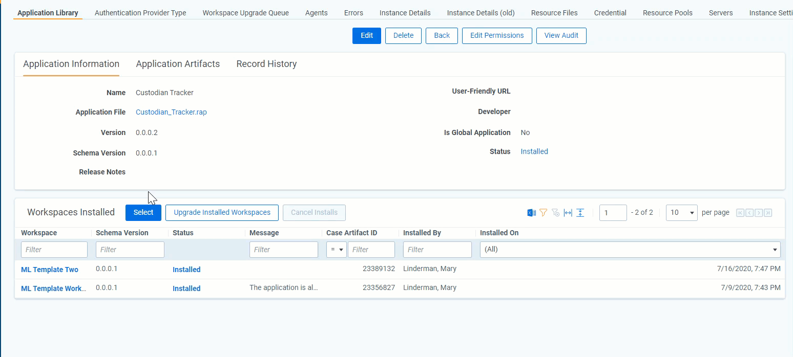 Installing applications from library
