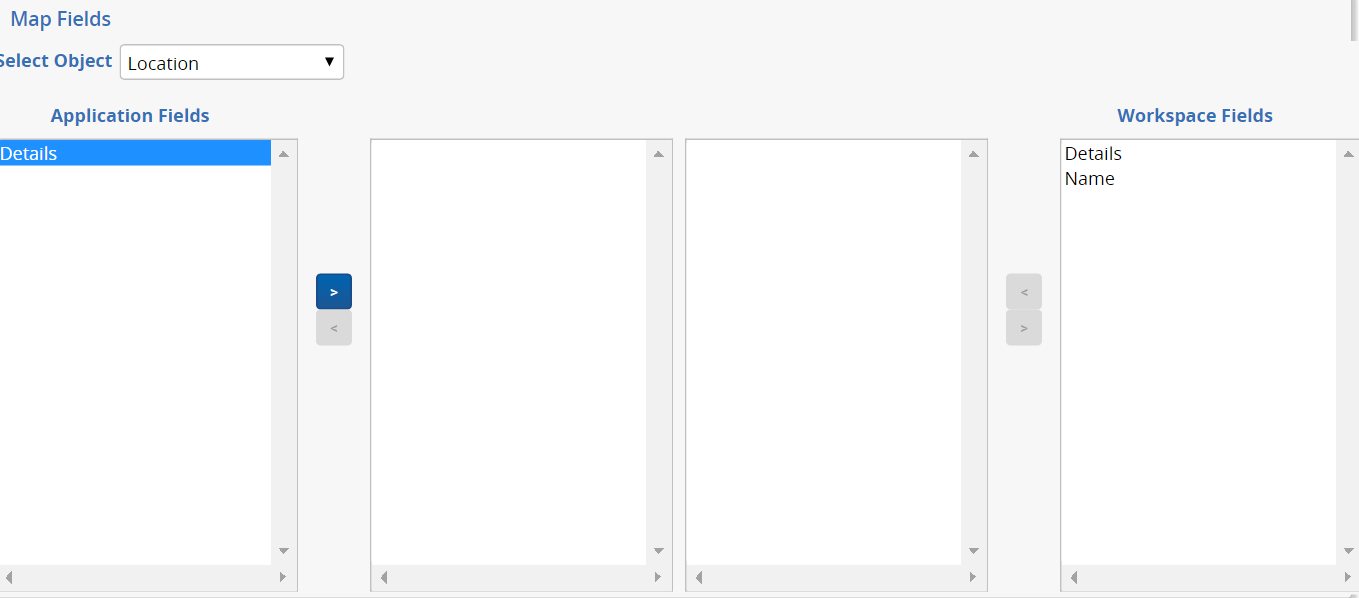 Map Fields section with no fields mapped