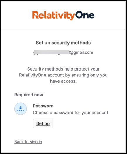 Setup password window