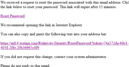 Password request email