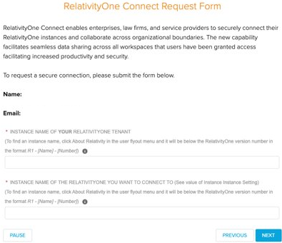 The Relativity aiR Connect Request Form