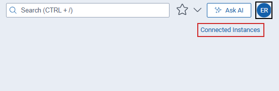Menu options for navigating between relativity instances