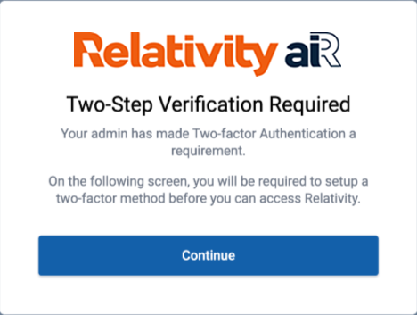 The two step verification splashscreen