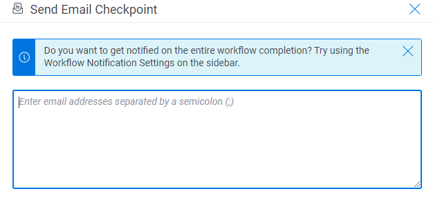 The Send Email Checkpoint action modal.