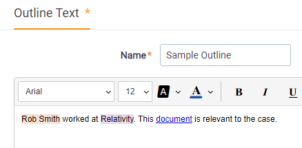 An example of an outline where a hyperlink has been added.