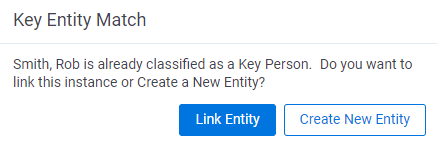 The Key Entity Match modal