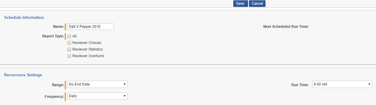 Schedule Informance and Recurrence Settings