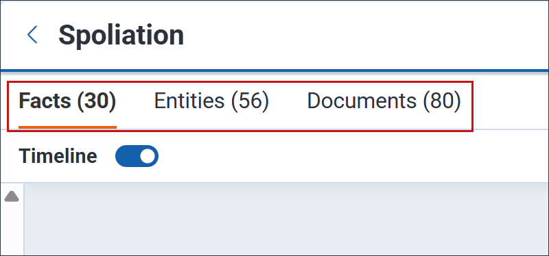 The Facts, Entities, and Documents sub-tabs are highlighted.