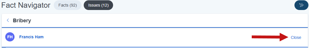 An entity was selected on the Entities sub-tab and the Close link is highlighted.