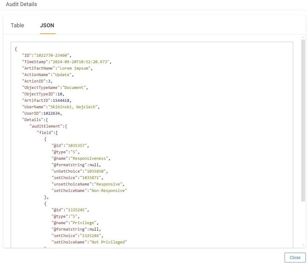 Audit Details JSON Tab