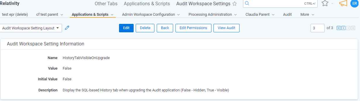 History tab visible on upgrade