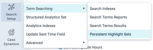 Term searching tab search indexes sub tab