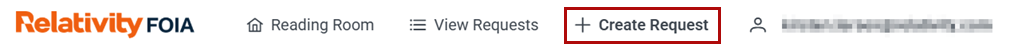 Click the create request button to start a new foia submission.