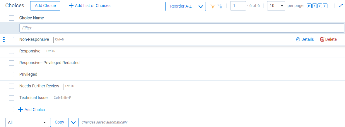 Choice selector for single or multiple-choice fields