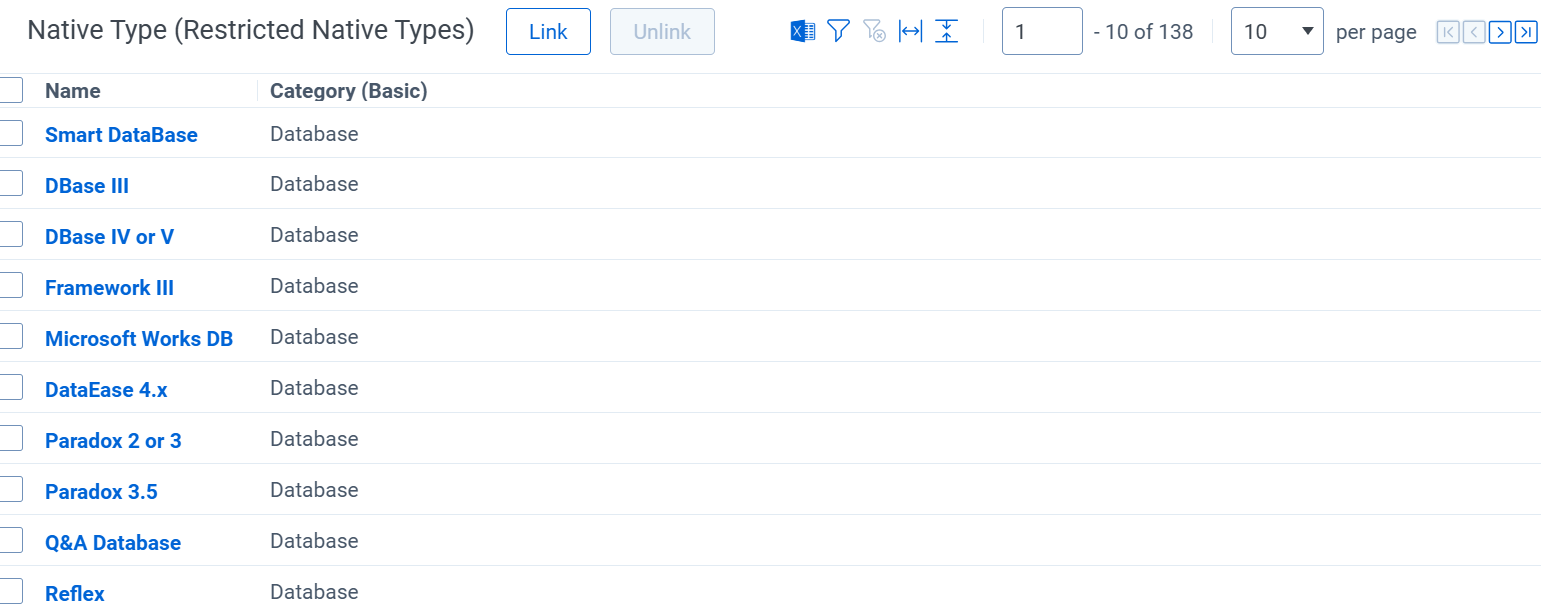 Restricted native types on imaging profile