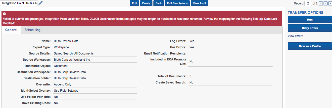  Sample screen of an informative and actionable error message