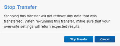 Stop Transfer message box