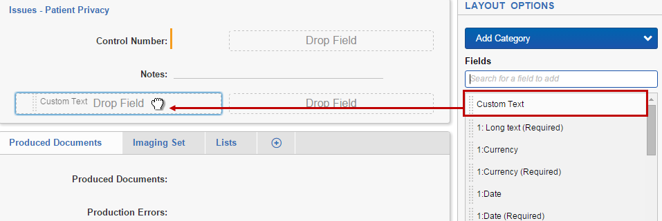 Drag and drop fields