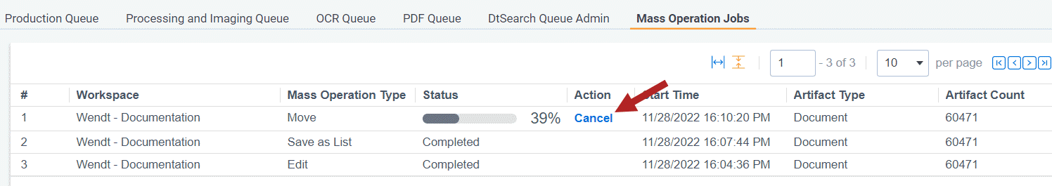 Cancel mass operation button