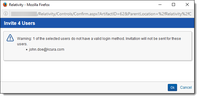 Invite Users window