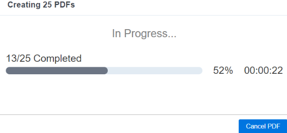 Mass PDF in progress window