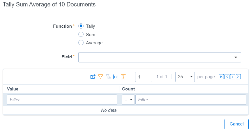 Tally/Sum/Average documents